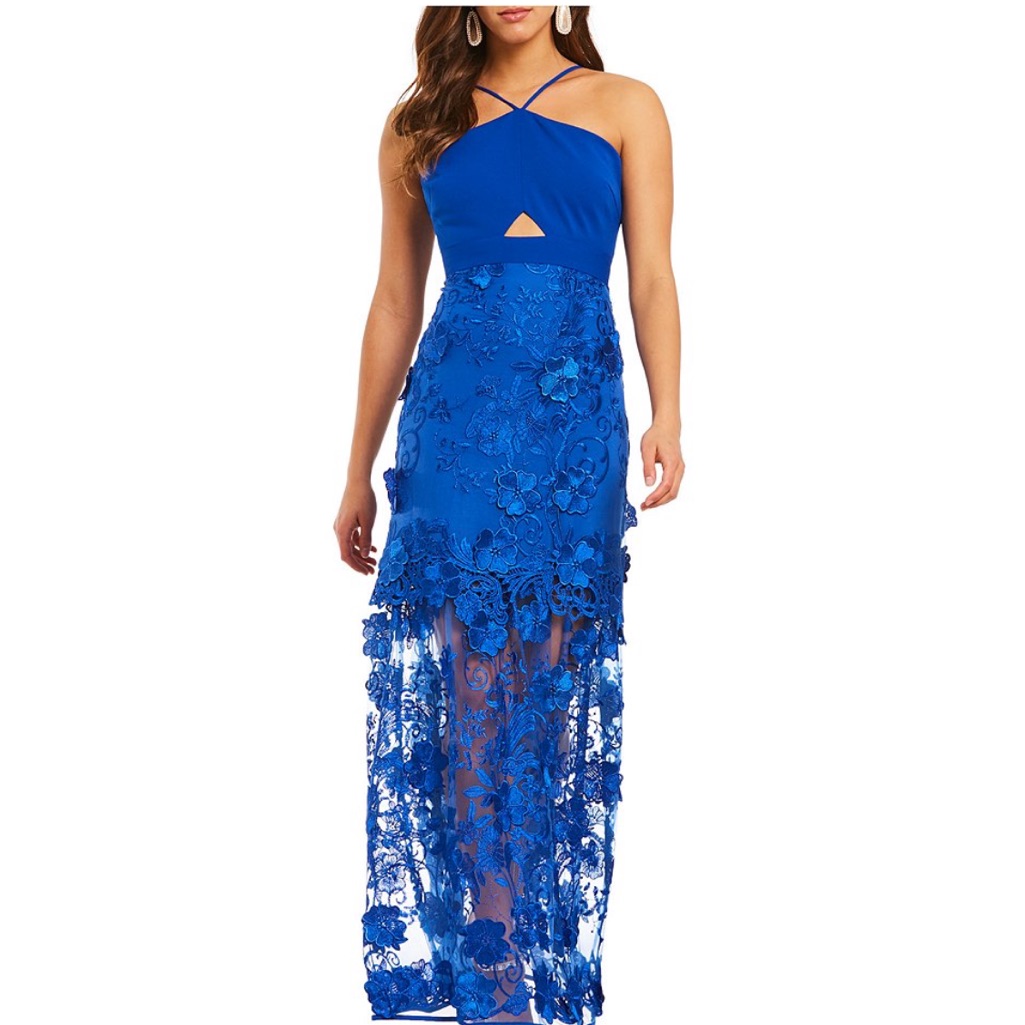 Badgley Mischka Royal Blue Lace Dress
